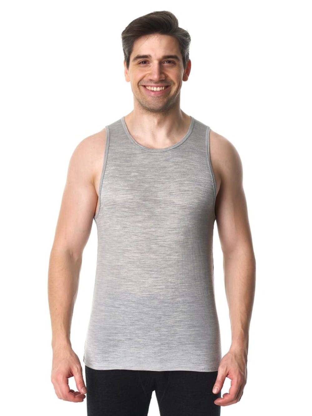 Merino.tech Men’s Merino Wool Tank Top - Lightweight Base Layer (Heather Grey)